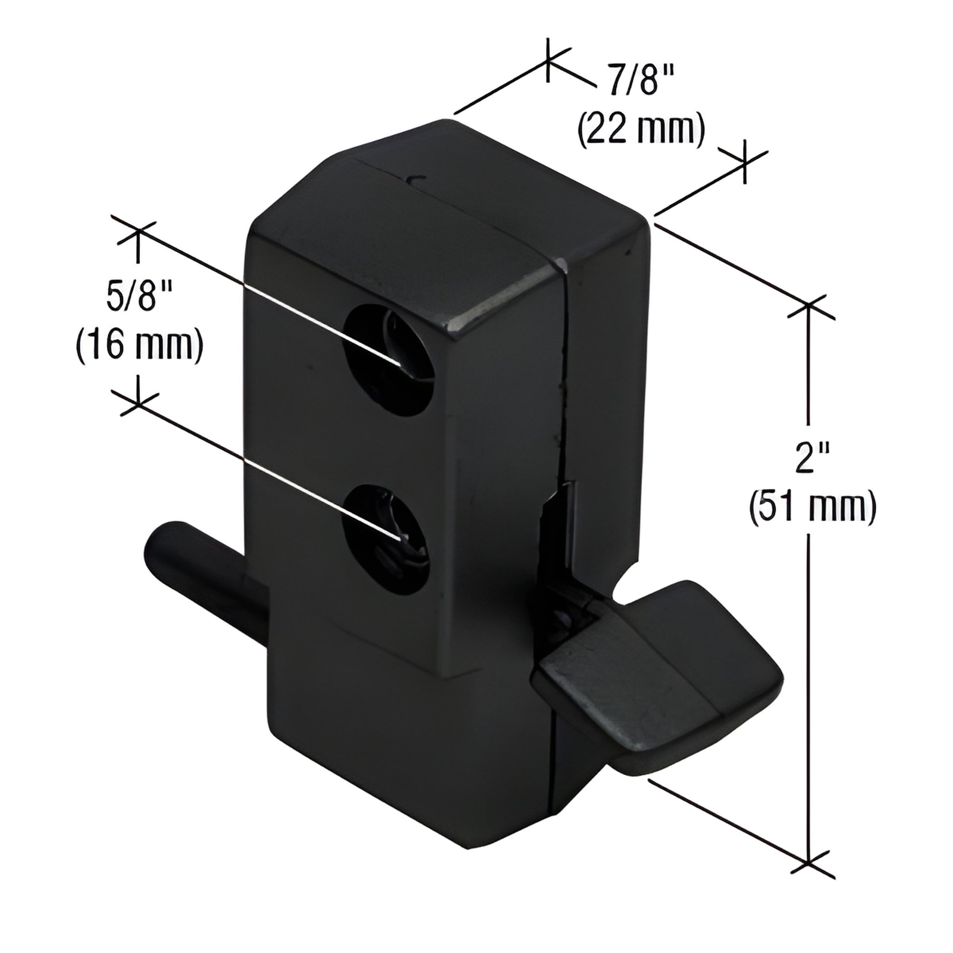 Black die-cast CRL step-on patio door lock S4041 with 7/32" steel pin, 7/8" throw, 2" tall threshold foot latch