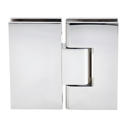 Polished nickel square glass-to-glass adjustable shower hinge (Vienna series), brass pivot, SKU V1E380PN