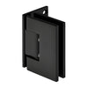 Matte black solid brass frameless shower door hinge (Melbourne MEL044MBL), wall-mount, self-centering, fits 8-12mm glass