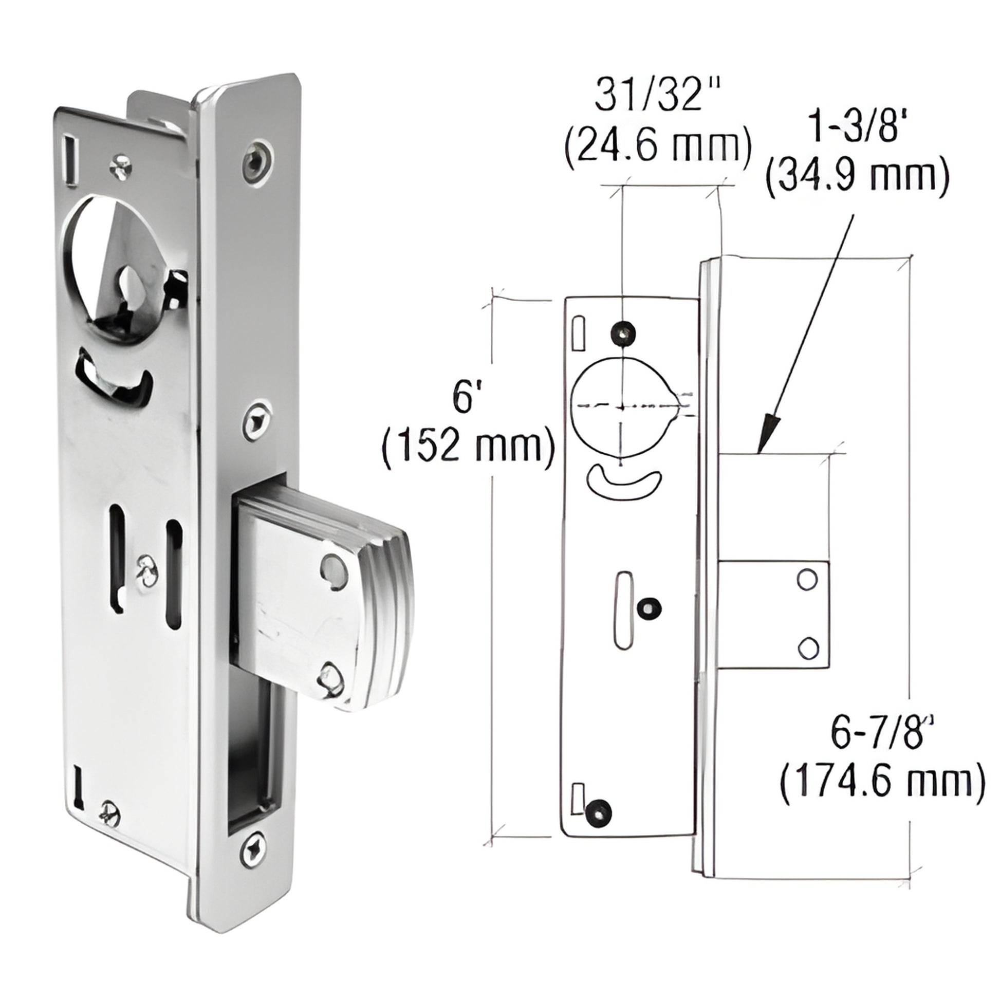 DL2110A narrow-stile aluminum deadlock, 1-3/8" laminated hardened steel throw bolt, satin aluminum finish