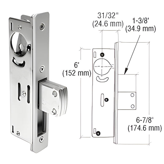 DL2110A narrow-stile aluminum deadlock, 1-3/8" laminated hardened steel throw bolt, satin aluminum finish