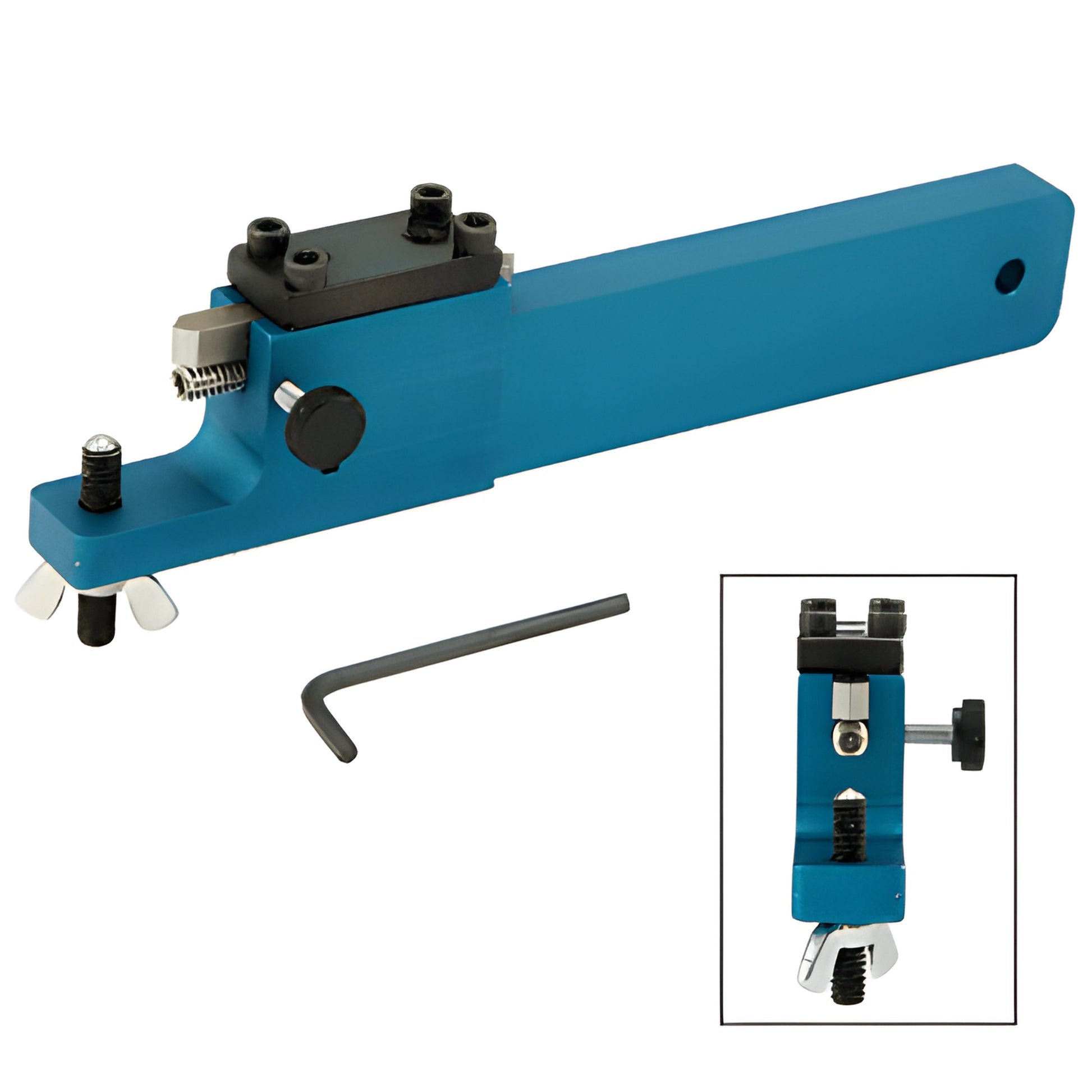 CT007 blue glass chipping tool with adjustable head and included hex wrench, for creating scalloped tabletop edges.