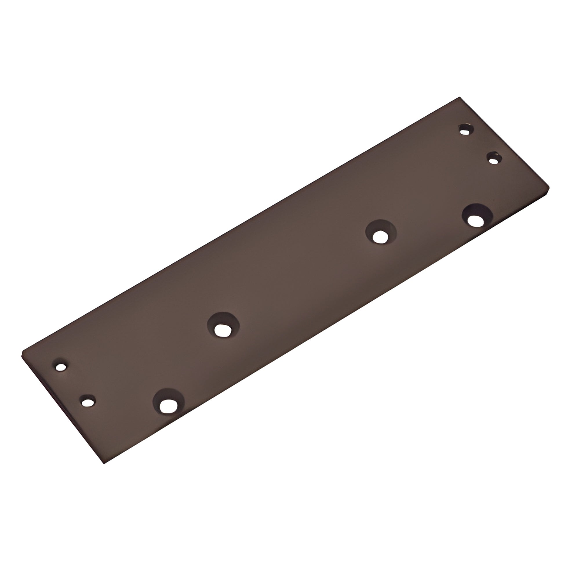 Dark bronze drop plate for DC54/DC55/PR80 surface door closers - narrow rectangular mounting plate with multiple screw holes