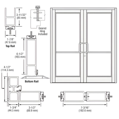 CRL-U.S. Aluminum S800 White KYNAR Geared-Hinge Custom Pair Doors