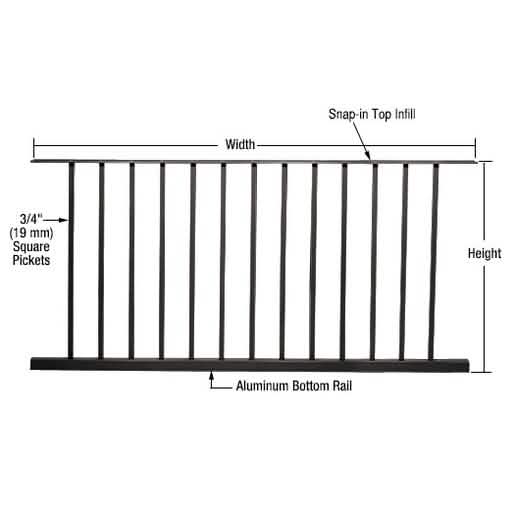CRL Matte Black Picket Panel 60"x42" for 200-400 Series, sleek design for modern spaces.