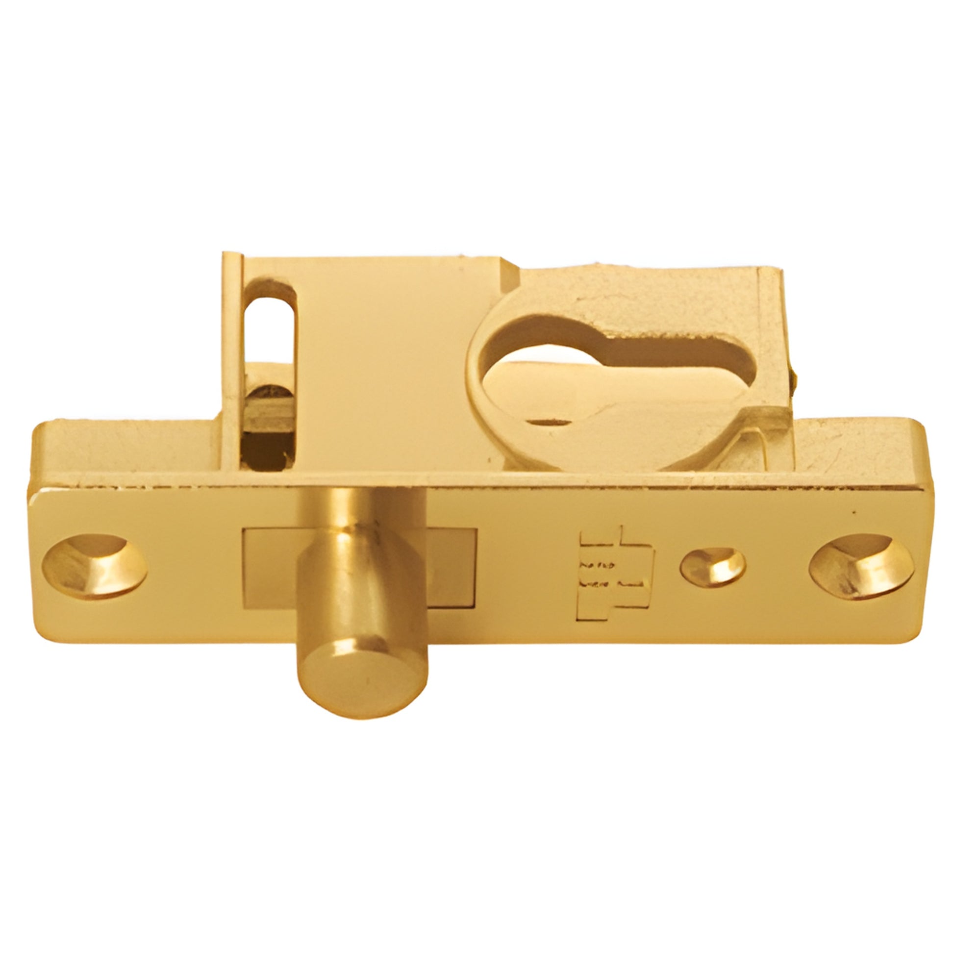 CRL SKU 777EC solid brass door rail lock with 5/8 in (16 mm) plunger bolt, polished brass finish