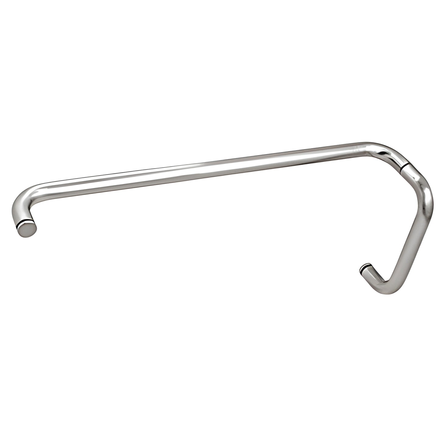 Polished chrome 8 in pull with 24 in towel bar combo for glass doors, 3/4 in tubular brass (SKU BMNW8X24CH)