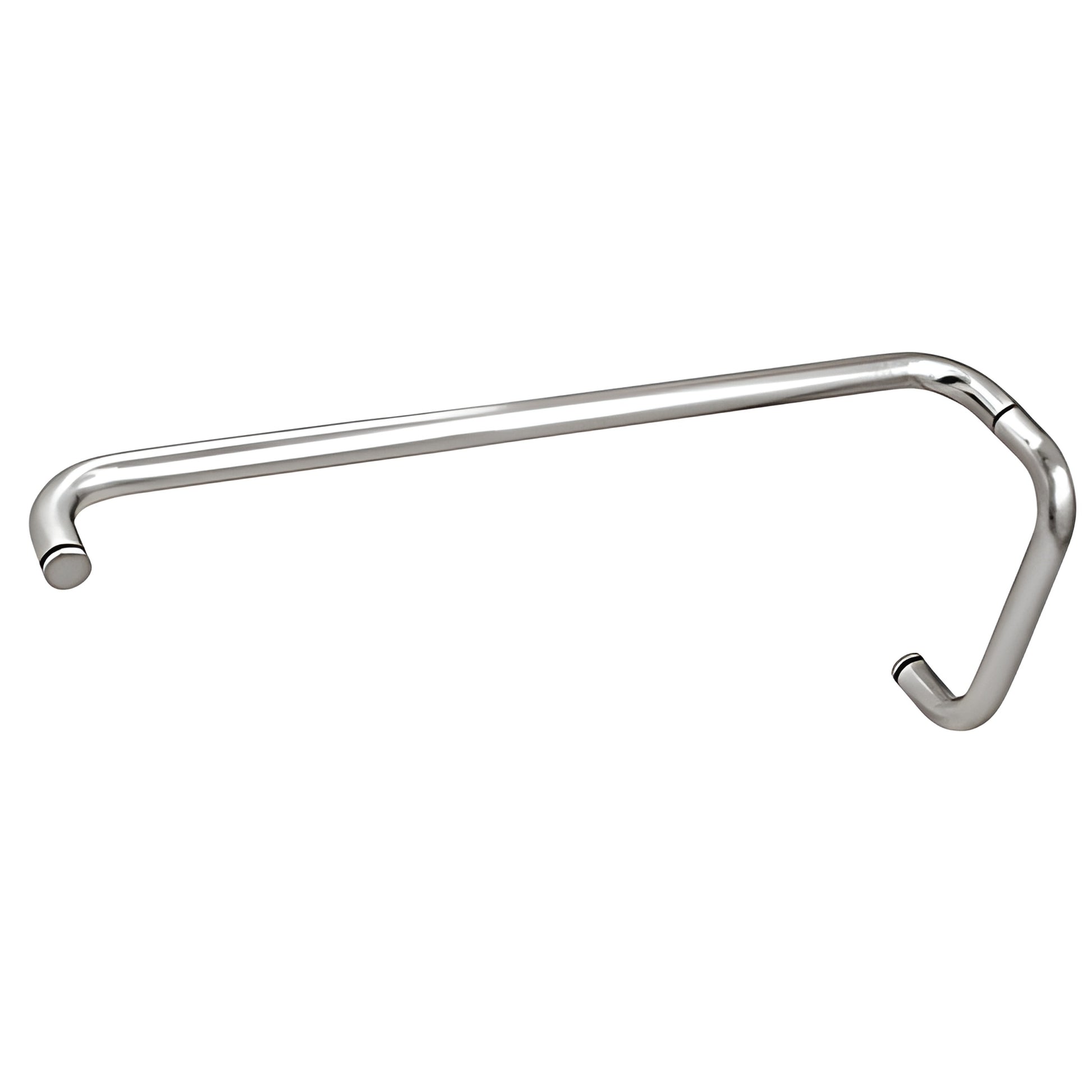 Polished chrome 8 in pull with 24 in towel bar combo for glass doors, 3/4 in tubular brass (SKU BMNW8X24CH)