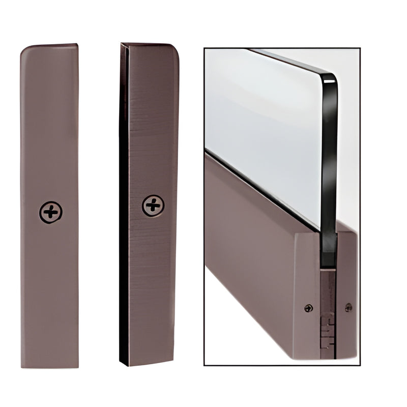CRL DRSEC4SDU 4" square split end cap, black-bronze anodized aluminum for Wedge-Lock corner patch rails; includes screws.