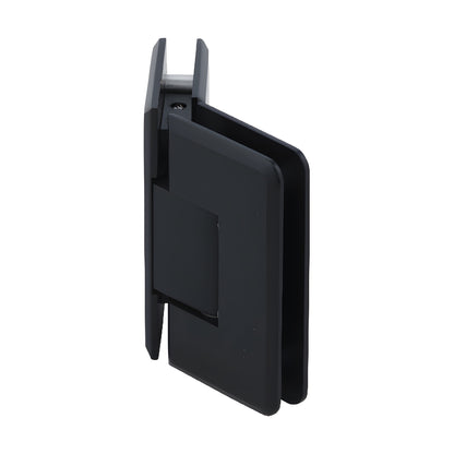 Matte black beveled 135 glass-to-glass shower hinge, solid brass (SKU C0L045MBL)