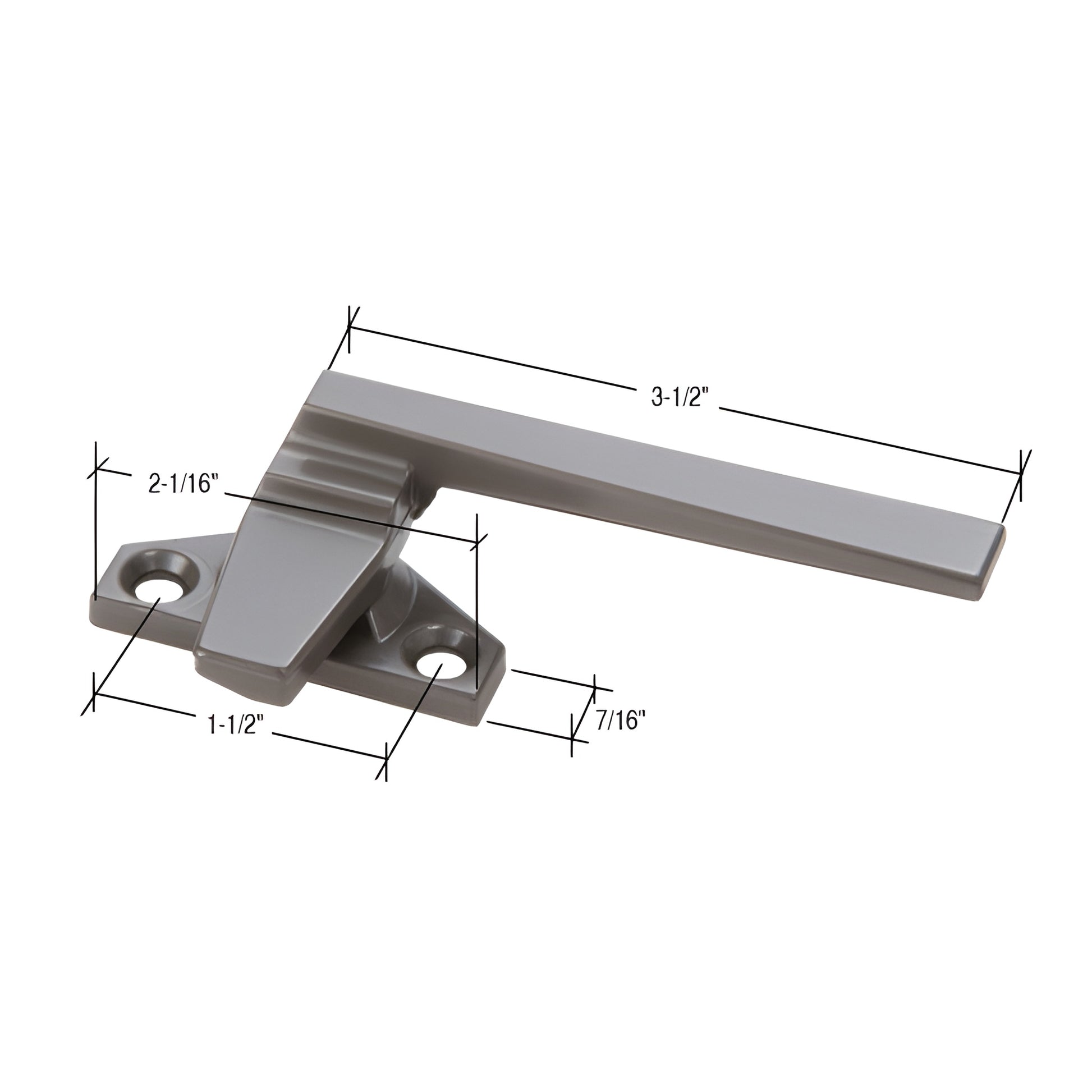 Cam-handle locking hardware for casement windows, black bronze anodized finish, 3.5 in lever with mounting base.