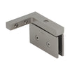 CRL Cardiff squared brushed nickel pivot hinge (right-hand) for 8-10mm glass, wall-mount shower hinge, SKU CAR05RBN