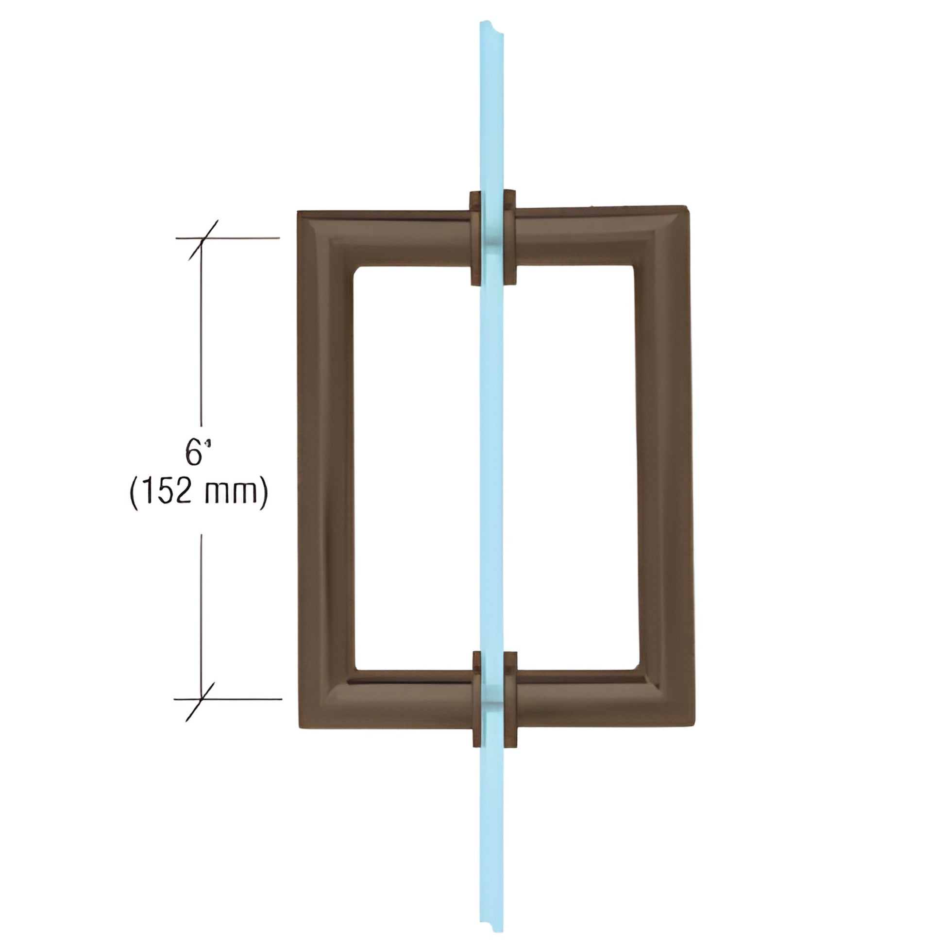 MT6X60RB oil-rubbed bronze mitered-corner brass pull handle for glass doors, 3/4 in tube, 6 in C-to-C, back-to-back mount