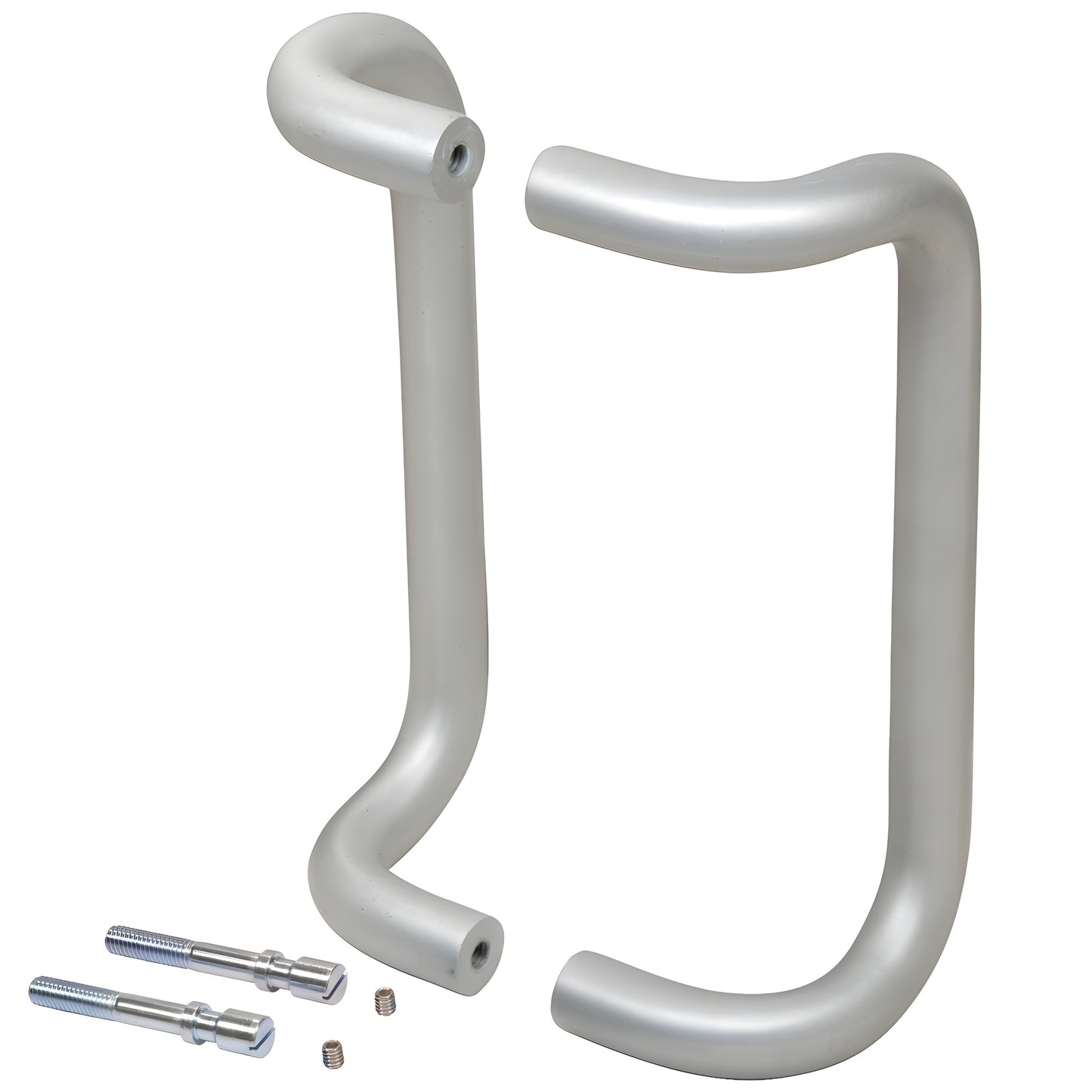 Clear anodized forged aluminum 1" offset pull handle set (back-to-back) with mounting hardware, SKU M21741028
