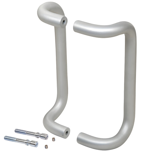 Clear anodized forged aluminum 1" offset pull handle set (back-to-back) with mounting hardware, SKU M21741028