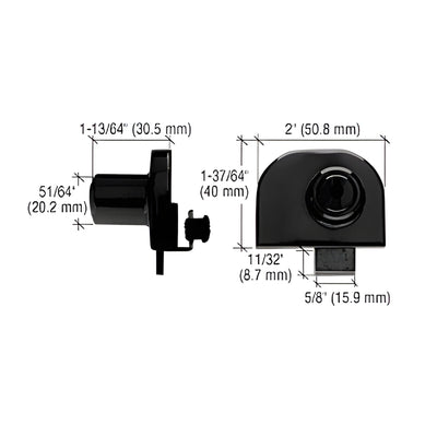 CRL Black Chrome Double Glass Door Lockset - Randomly Keyed