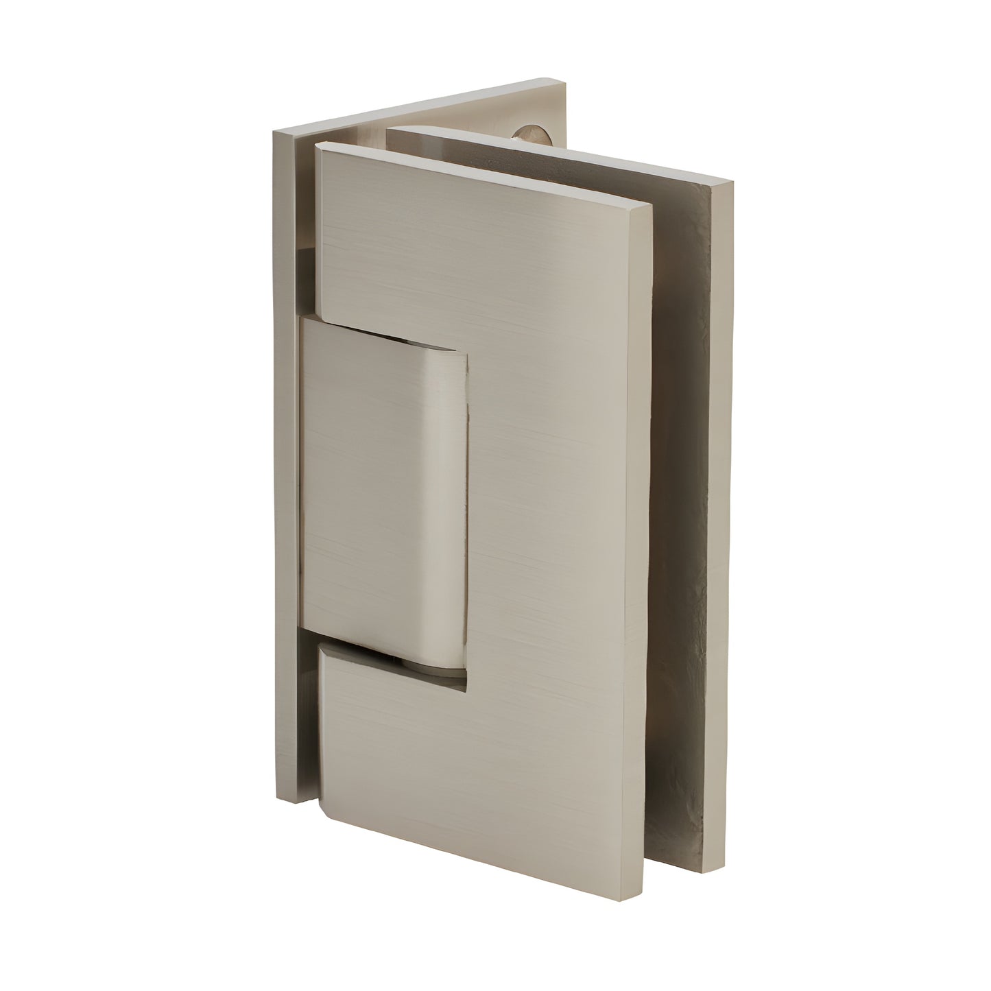 GEN544BN Geneva brushed nickel solid brass 5 pre-set frameless shower door hinge for 8-12mm glass, wall mount