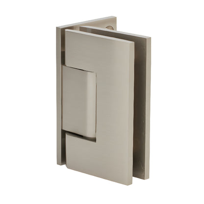 GEN544BN Geneva brushed nickel solid brass 5 pre-set frameless shower door hinge for 8-12mm glass, wall mount