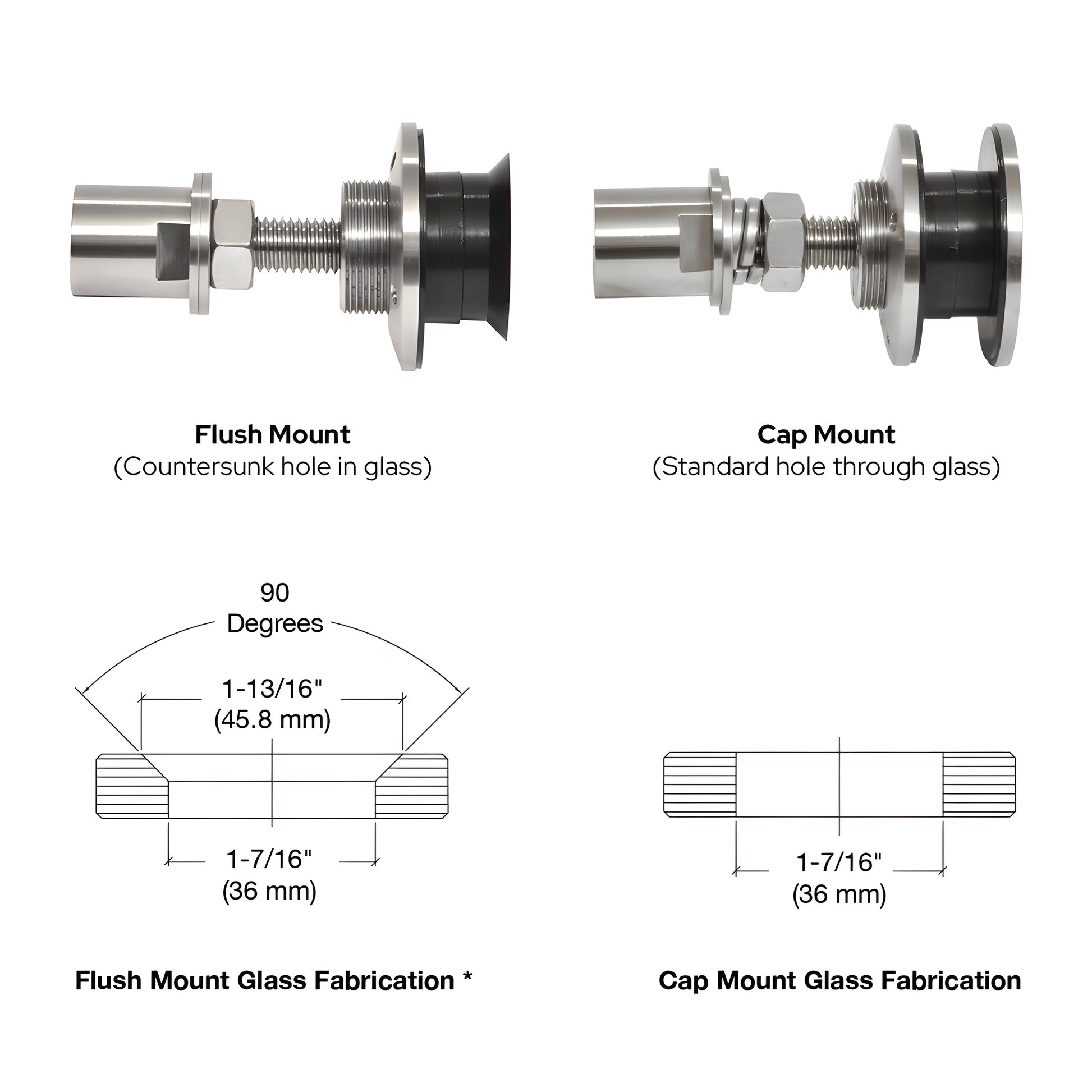CRL HRF14BS 316 stainless rigid head glass attachment for 12-27mm tempered glass, all glass installations.