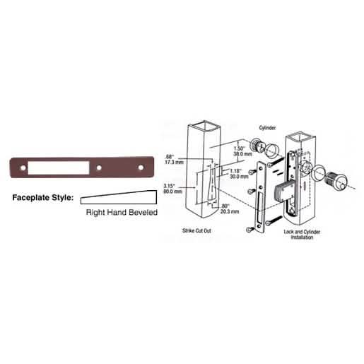 CRL Dark Bronze Right Hand Beveled Faceplate for DL2110 Long Throw Deadlocks - Image 1