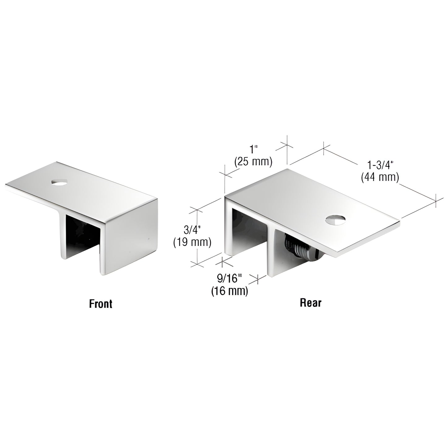 Polished chrome ceiling-mount sleeve-over glass clamp (SKU S0GC01CH) for 8-12mm frameless shower glass, brass.