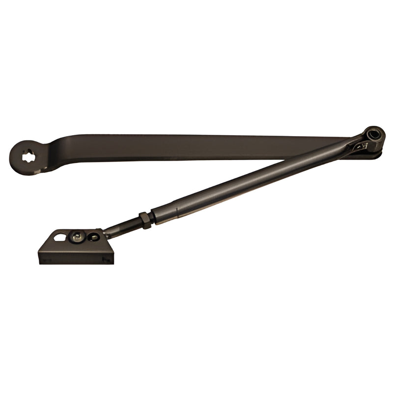 Dark bronze replacement closer arm (SKU DC50CABRZ) for DC52-DC55, PR70 and PR80 surface-mounted door closers.