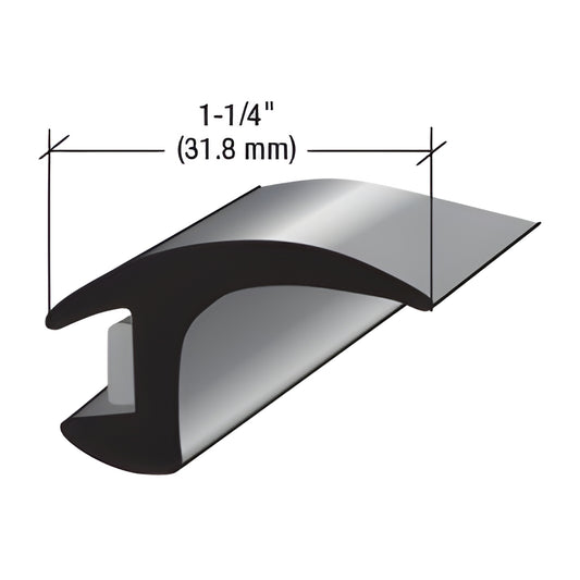 Black EPDM glass channel molding with pre-applied butyl, 1-1/4" wide, SKU ET109B