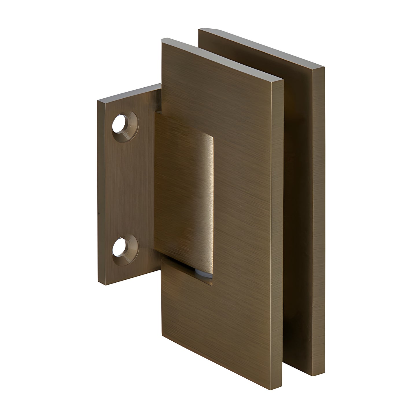 Brushed bronze solid brass Geneva wall-mount shower hinge, short back plate, for 8-12mm tempered glass (self-centering)