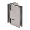 Brushed chrome square-profile Vienna glass-to-glass shower hinge, 90 pivot for 10-12mm (3/8-1/2") tempered glass