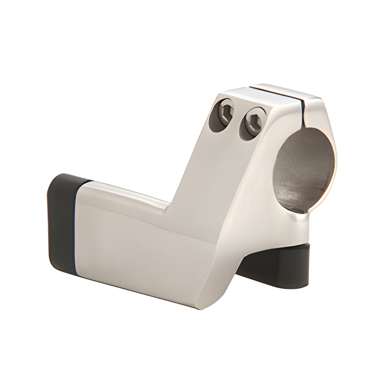 Brushed stainless steel Laguna Series double roller door stop (LS605RBS) with rubber pad, slide-on tube mount.