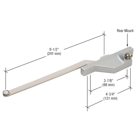 WH30011R single-arm roto operator, clear anodized finish, 90 casement/awning window crank arm with dimensions shown.