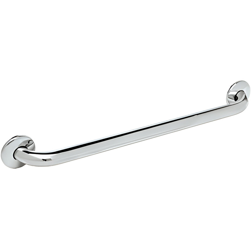 24-inch polished chrome tubular wall-mounted shower grab bar, 1-1/4-inch dia, cover flanges - SKU GB24CH