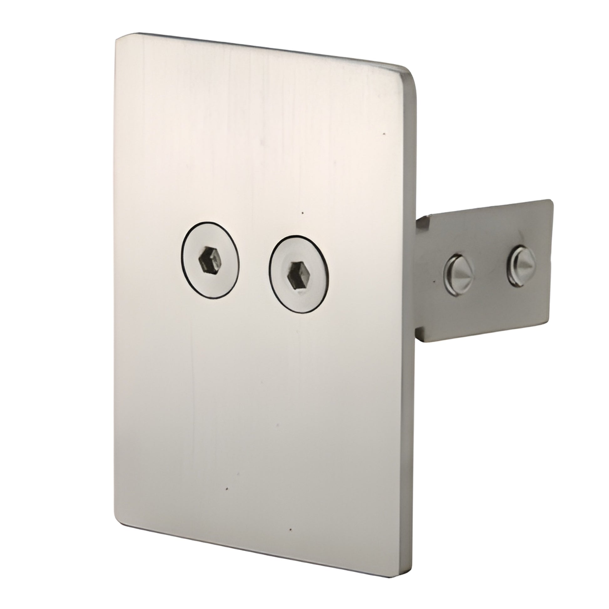 GSDH160BS brushed stainless steel top track end cap, 304 stainless, rectangular with mounting bracket