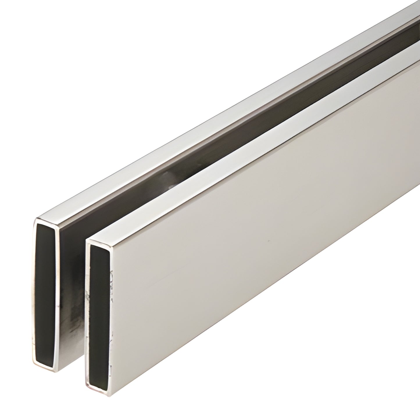 Brushed stainless steel Cambridge sliding shower door header, 73in replacement profile (SKU: CAMH1BS)
