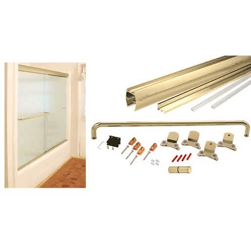 Brite Gold Anodized Cottage CK Shower Door Kit with Clear Jambs for 3/8" Glass, 60"x72".
