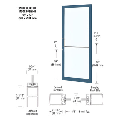 CRL-U.S. Aluminum Series 250 Narrow Stile Door, KYNAR, Geared Hinge