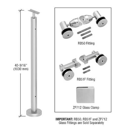 CRL Brushed Stainless 42" P7 Series Center Post Railing Kit, No Fittings, 180° Design
