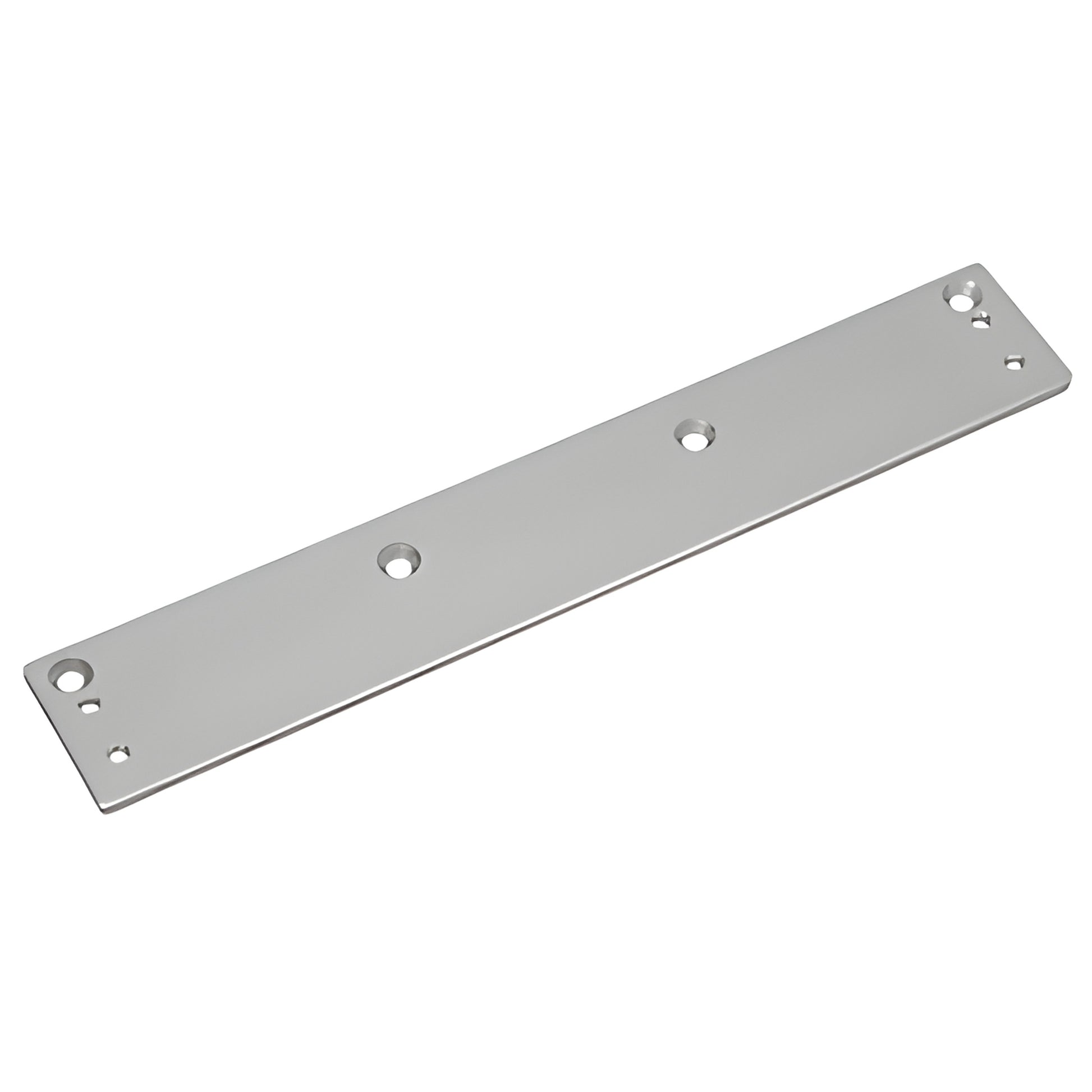 Aluminum narrow drop plate for surface door closers, 13" x 2-3/16", mounting holes included, SKU PR50NDPA