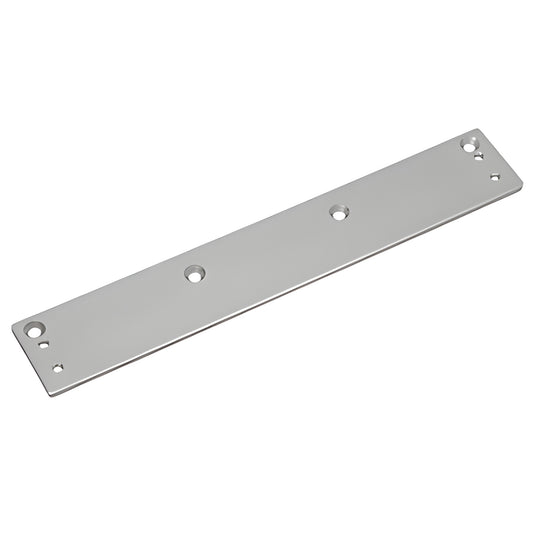 Aluminum narrow drop plate for surface door closers, 13" x 2-3/16", mounting holes included, SKU PR50NDPA