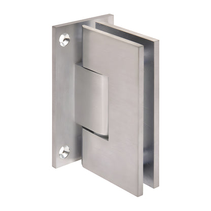 Brushed chrome Vienna adjustable shower hinge for 1/2in glass, wall mount full back plate (SKU V1E337BCH)