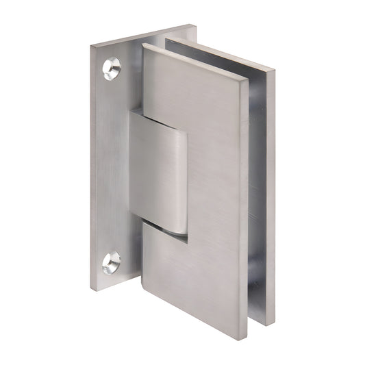 Brushed chrome Vienna adjustable shower hinge for 1/2in glass, wall mount full back plate (SKU V1E337BCH)