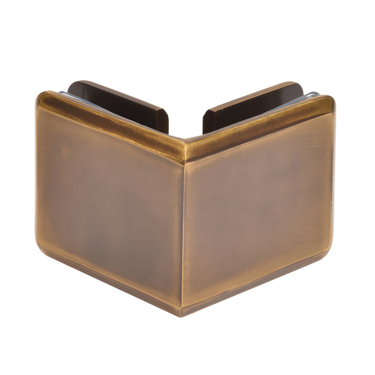 BGC90VBR vintage brass beveled 90 glass-to-glass clamp for 3/8-1/2" (10-12mm) frameless shower glass