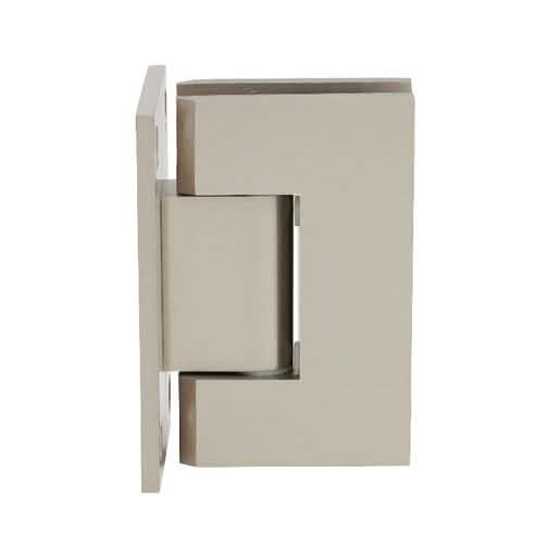 CRL Brushed Nickel Geneva 537 Wall Mount Hinge with 5° Offset - Sleek Full Back Plate