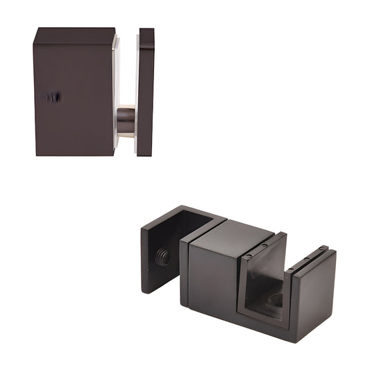 Matte black 90 accessory kit with bottom guide for Cavoli 180 stainless steel sliding shower door (SKU CAVACCKMBL)