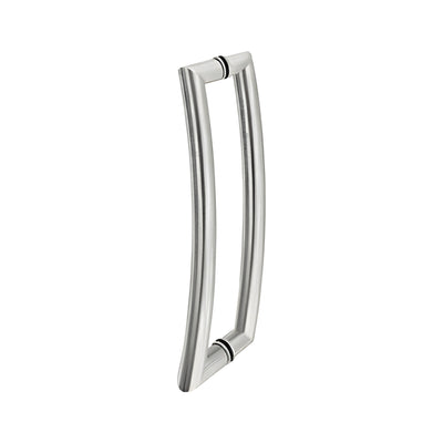 CRL 12 in Brushed Stainless Tubular Glass Door Pull, Curved Back-to-Back