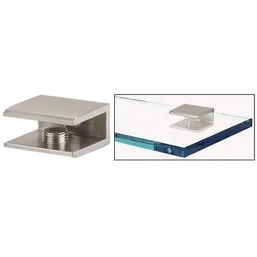 CRL Brushed Nickel Square Interior Shower Shelf Clamp for secure, stylish bathroom shelvin