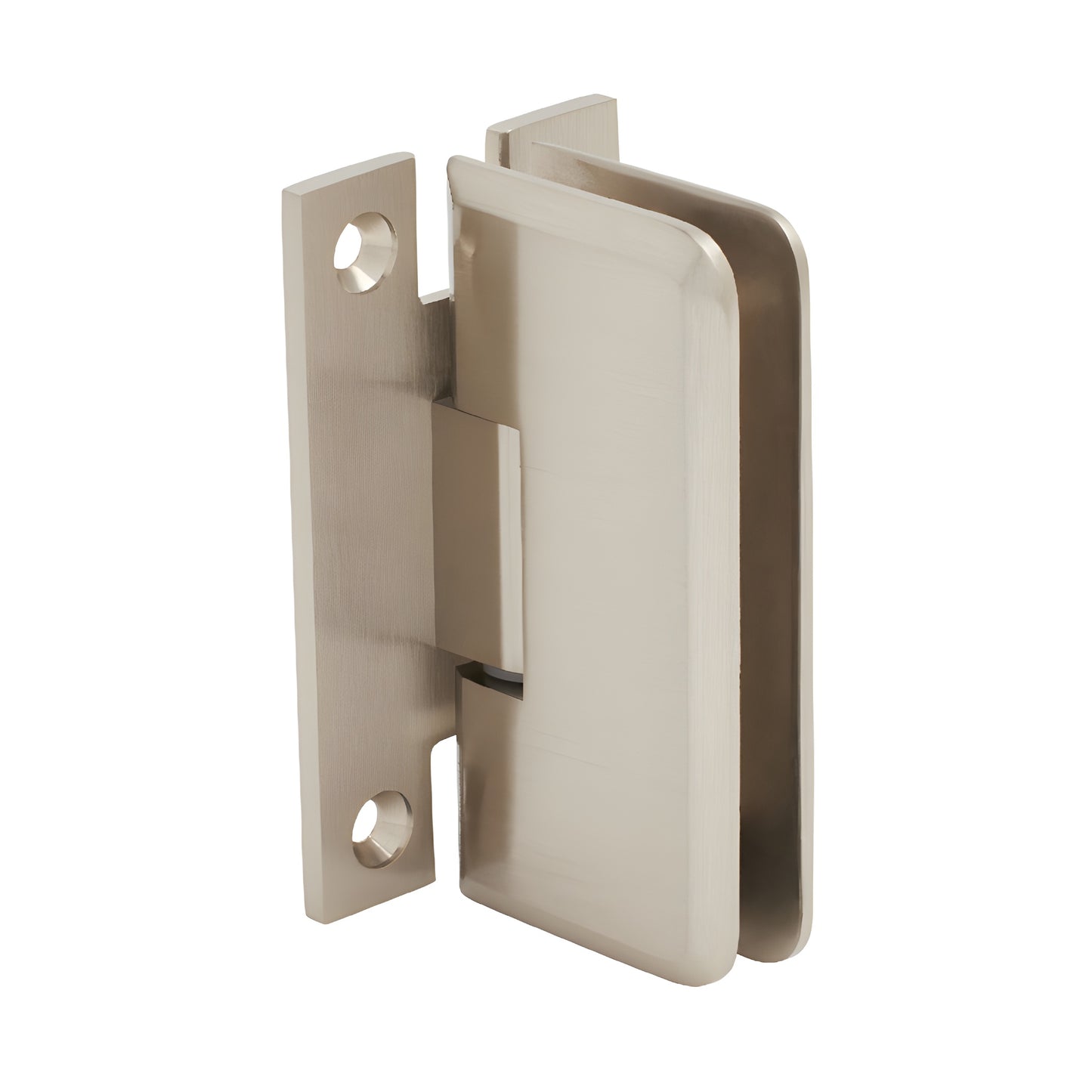 PET037BN brushed nickel brass shower door hinge, wall-mount full back plate for 1/4-5/16 in (6-8mm) glass
