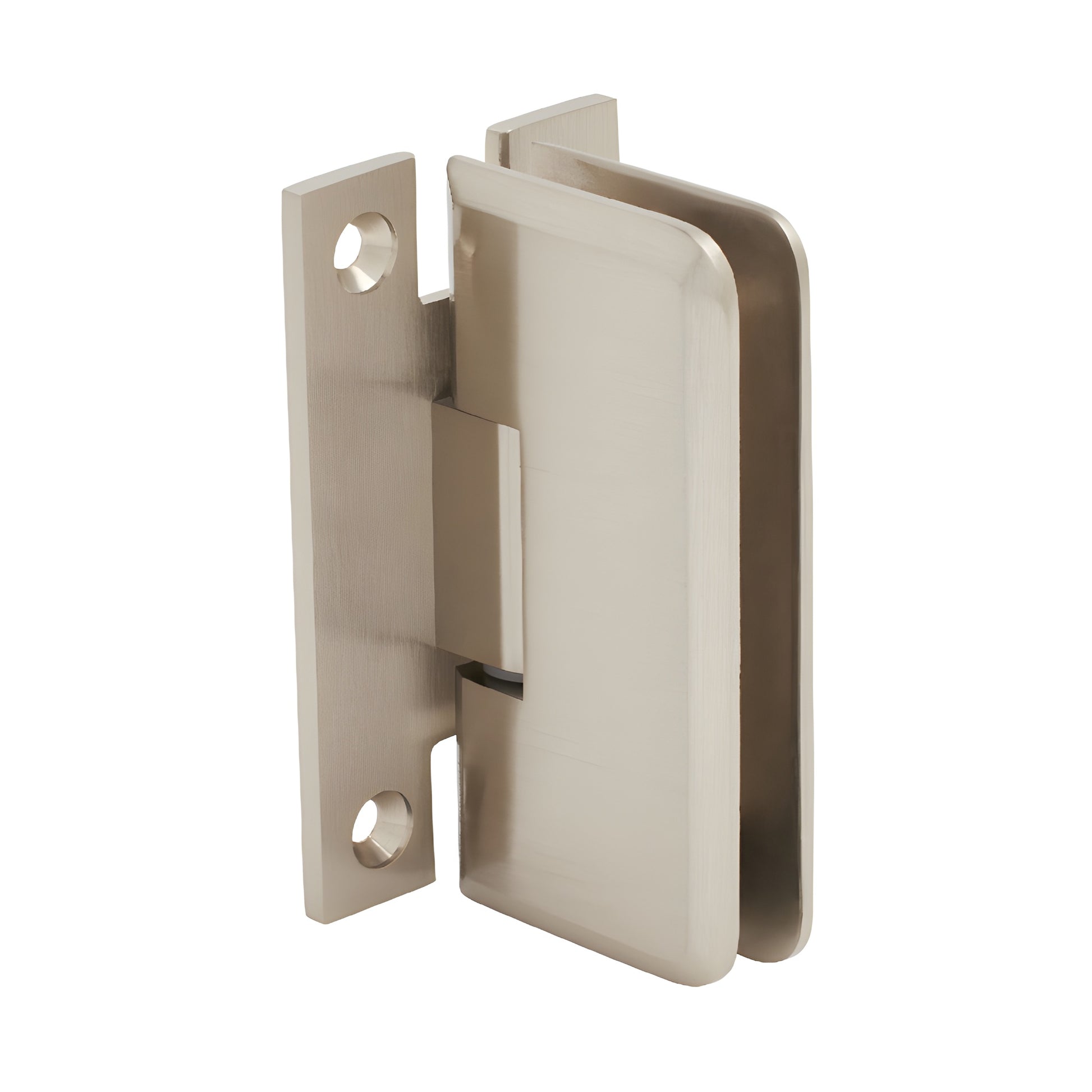 PET037BN brushed nickel brass shower door hinge, wall-mount full back plate for 1/4-5/16 in (6-8mm) glass