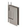 Brushed nickel Geneva glass-to-glass shower hinge (GEN045BN), solid brass, 135 self-centering, fits 8-12 mm tempered glass.