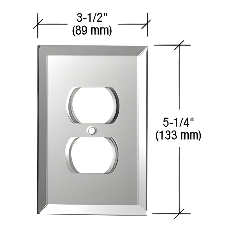 Gray beveled glass single-duplex outlet plate 3-1/2" x 5-1/4" (89 133 mm), SKU GMP2G.